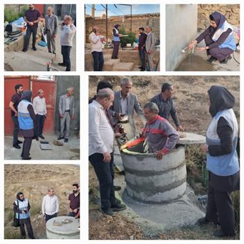 بازدید مشترک مسئولین مرکز بهداشت و اداره آب و فاضلاب از تأسیسات آب شرب روستای میخوران محمدصادق