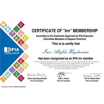 عضویت کارمند دانشگاه علوم پزشکی در فدراسیون بین‌المللی مخترعان و کسب عنوان «مخترع بین‌المللی»